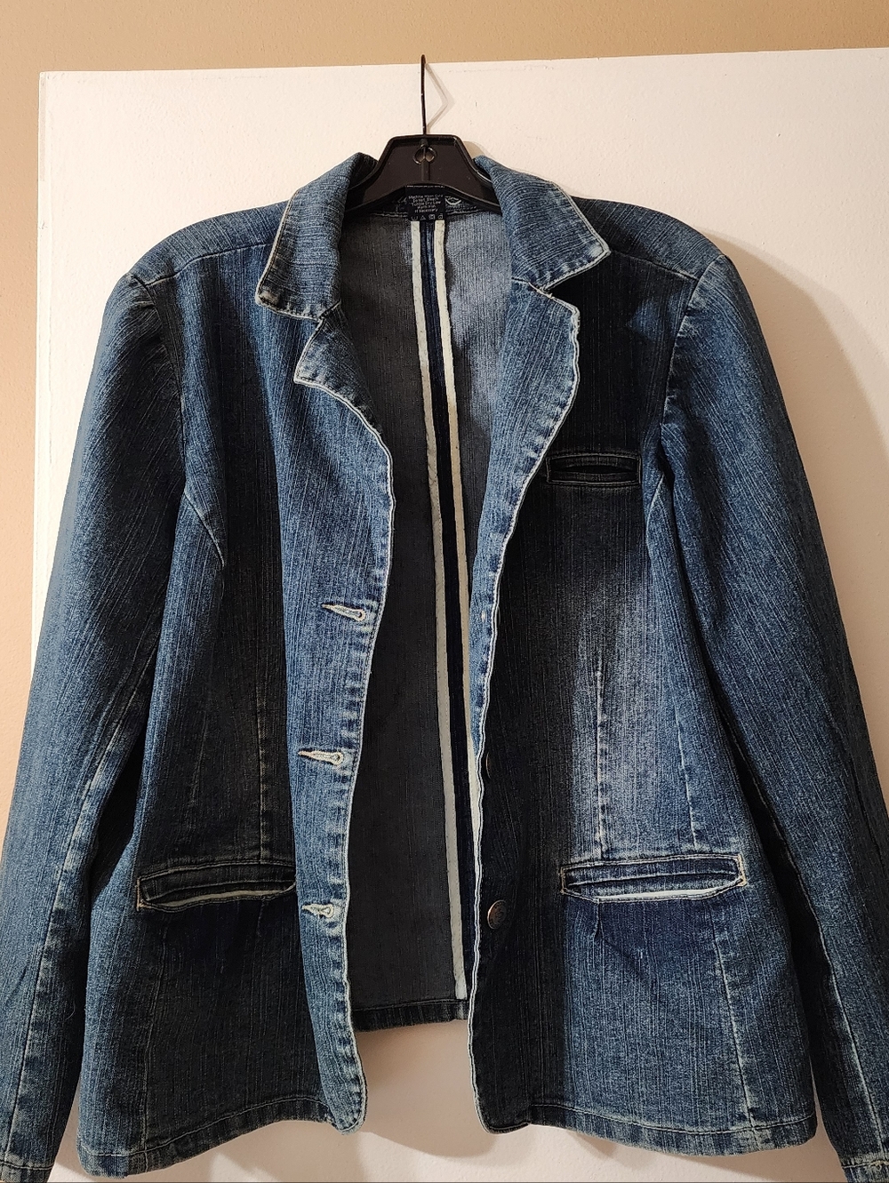 Denim Blazer Jacket in Faded Blue